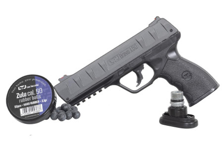 Pistolet DEFENSE LTL BRAVO 1.50 CALIBRE 0.50 CO2 BLACK SILVER 18 JOULES + 50 BALLES CAOUTCHOUC