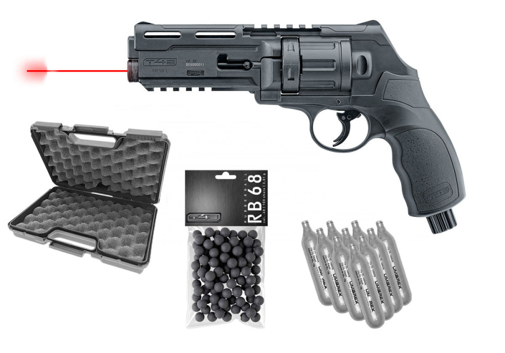 Pack REVOLVER DEFENSE L HDR50 TR50 LASER T4E CAL 0.50 CO2 BLACK 11 JOULES UMAREX