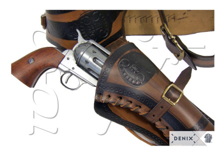 Ceinturon CUIR HOLSTER 2 REVOLVERS WESTERN DENIX