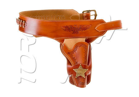 Ceinturon CUIR HOLSTER SHERIFF CLAIR 1 REVOLER WESTERN DENIX