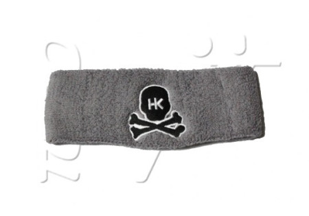 Sweatband HK SKULL GREY BLACK