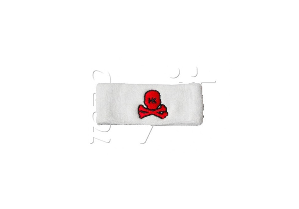 Sweatband HK SKULL WHITE RED