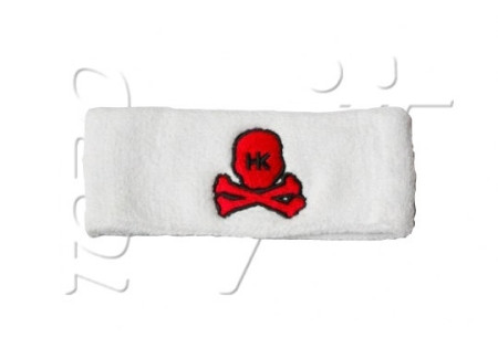 Sweatband HK SKULL WHITE RED