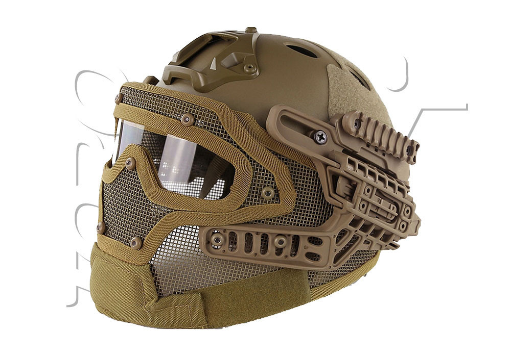 Casque tactique EMERSON G4 PJ INTEGRALE + GRILLE COYOTE